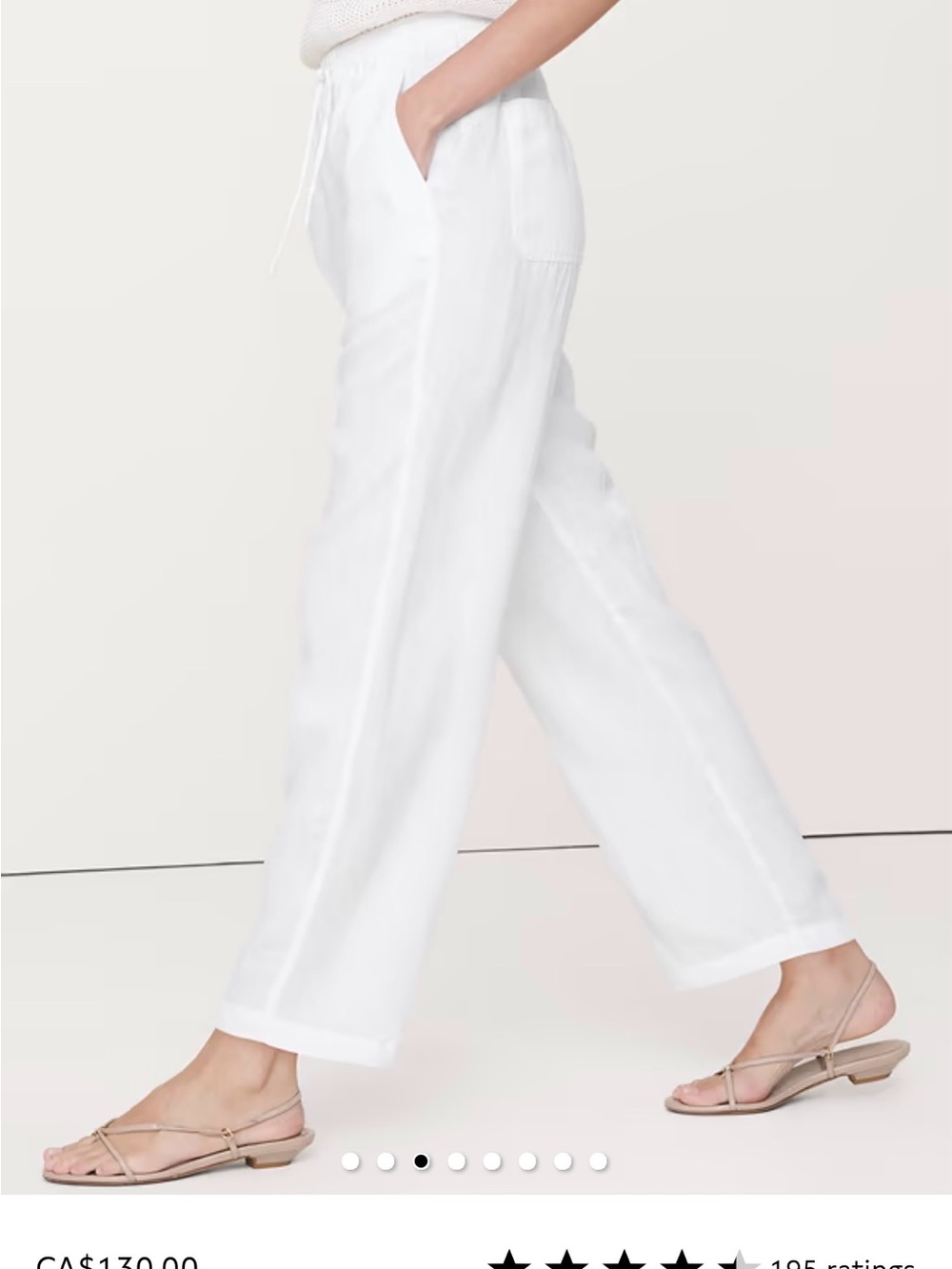 Banana Republic White Straight Leg Drawstring Pants